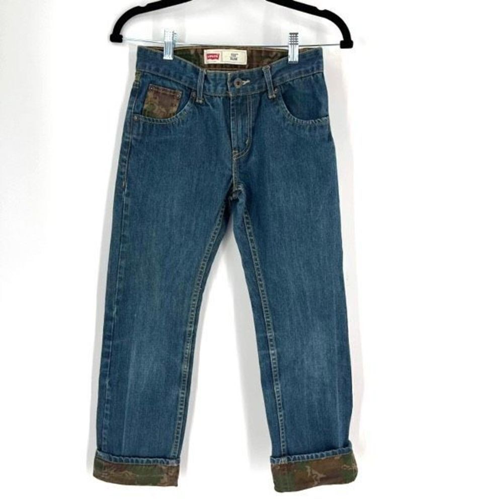 Levi's 511 Kids hunting‎ Slim Camo Cuffed Jeans Blue Denim camouflage Size 12R